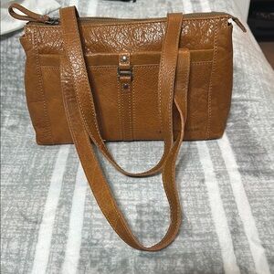 Brown Crocodile Pattern Shoulder Bag with Adjustable Strap